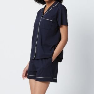 NWT Uniqlo AIRism Short Sleeve Pajama Set in Navy Blue